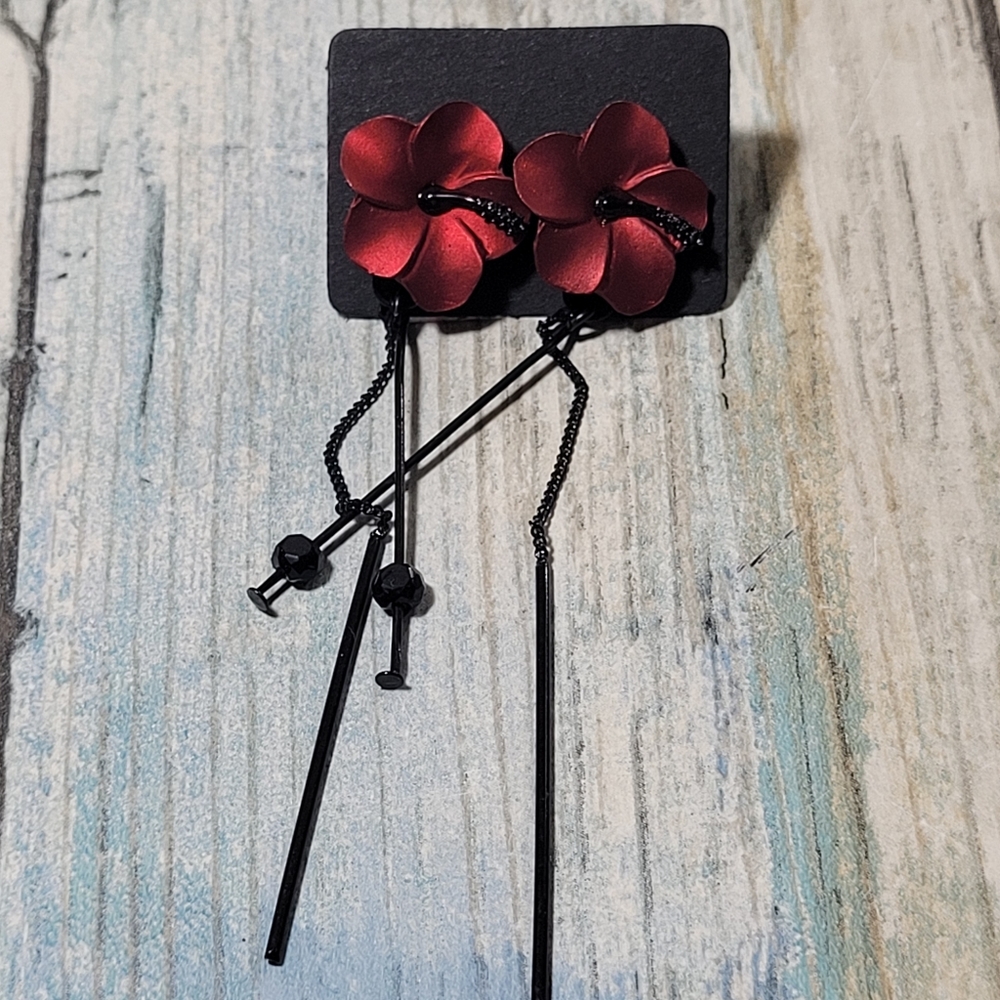 Red Flower Earrings.